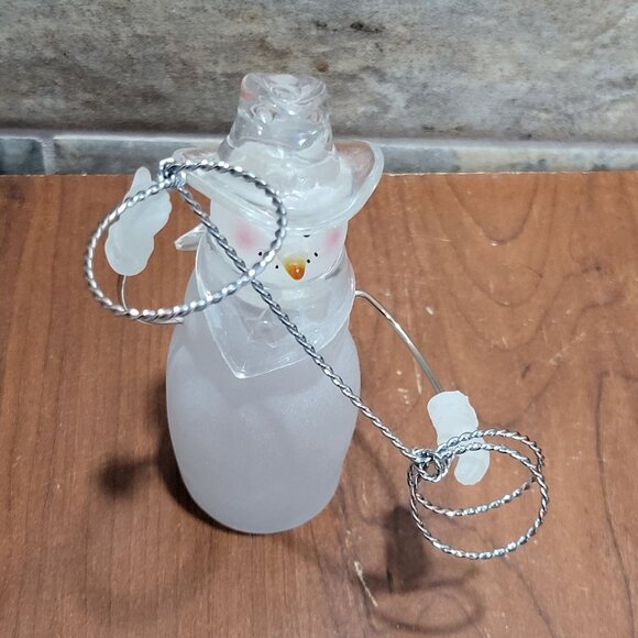 Vintage Christmas Around The World Wild Snowman with Lasso Frosted Glass - Picture 4 of 13